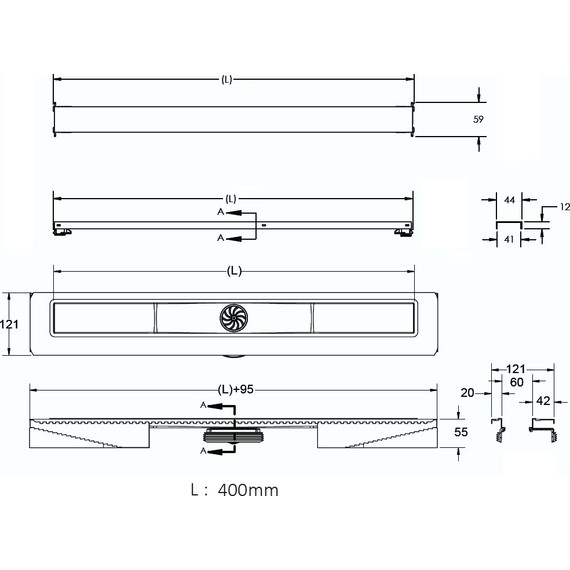 Трап Berges Wasserhaus C1 Brise 40 см 090129, нержавеющая сталь, Цвет производителя: хром матовый, Размер трапа: 400 - фото 8