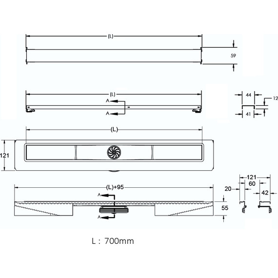Трап Berges Wasserhaus C1 Norma 70 см 090138, нержавеющая сталь (под плитку), Цвет производителя: хром матовый, Размер трапа: 700 - фото 7