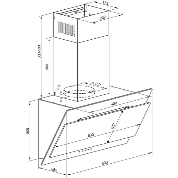 Вытяжка Graude DHK 60.1 S (чёрное стекло) - фото 2