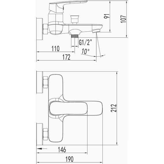 Набор смесителей 3 в 1 для ванны с коротким изливом Imprese Loket - фото 6