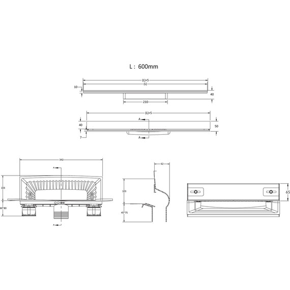 Трап Berges Wasserhaus Wall 60 см 091156, нержавеющая сталь, Цвет производителя: хром глянцевый, Размер трапа: 600 - фото 7