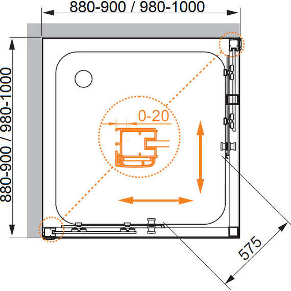 Душевое ограждение Cezares 90х90 см ANIMA-W-A-2-90-P-Cr, хром/матовое - фото 5