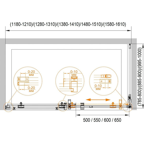 Душевое ограждение Cezares 140х90 см STYLUS-O-M-AH-1-140/90-C-Cr (стекло 8 мм) хром/прозрачное - фото 4