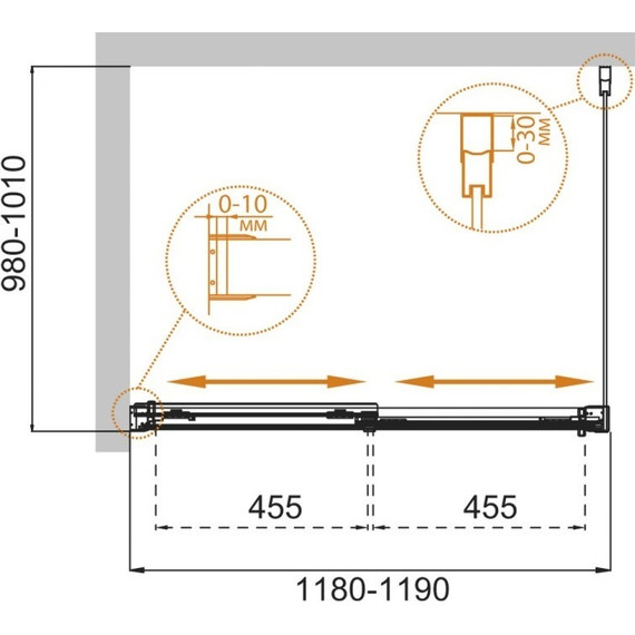 Душевое ограждение Cezares 120х100 см TANDEM-SOFT-AH-2-120/100-P-Cr-R, хром/матовое - фото 6