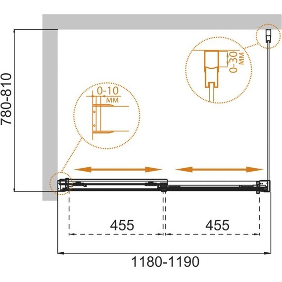 Душевое ограждение Cezares 120х80 см TANDEM-SOFT-AH-2-120/80-C-Cr-IV, хром/прозрачное - фото 4