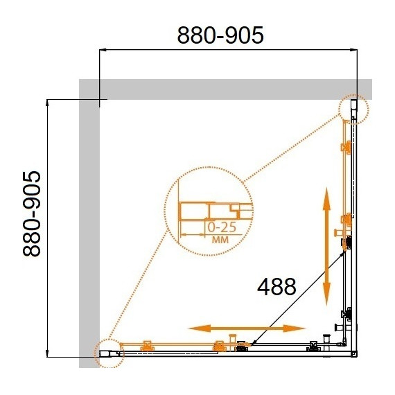 Душевое ограждение Cezares 90х90 см MOLVENO-A-2-90-P-Cr, хром/матовое - фото 7