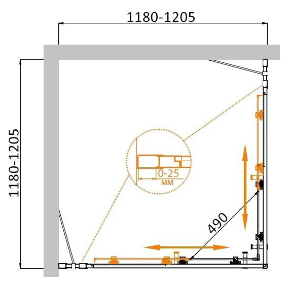 Душевое ограждение Cezares 120х120 см MOLVENO-A-22-90+30-P-Cr, хром/матовое - фото 5