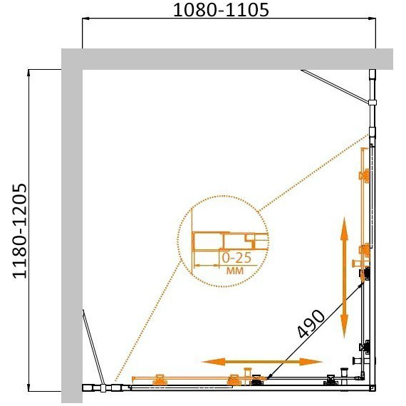 Душевое ограждение Cezares 120х110 см MOLVENO-AH-22-120/110-P-Cr, хром/матовое - фото 4