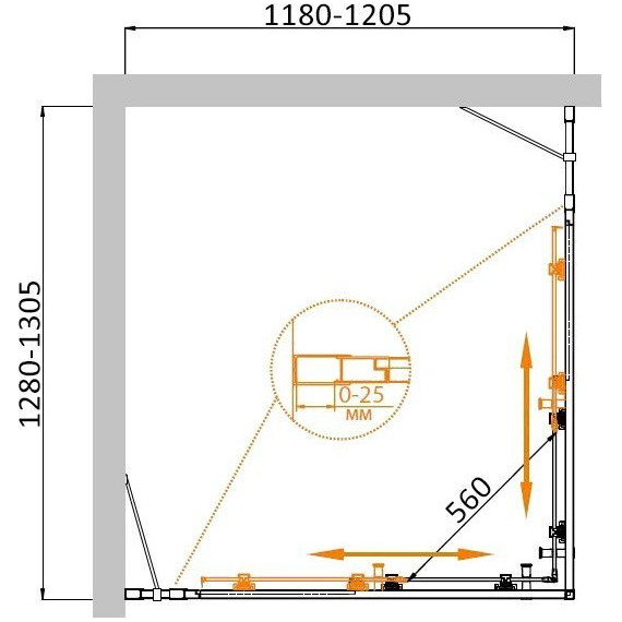 Душевое ограждение Cezares 130х120 см MOLVENO-AH-22-130/120-P-Cr, хром/матовое - фото 5