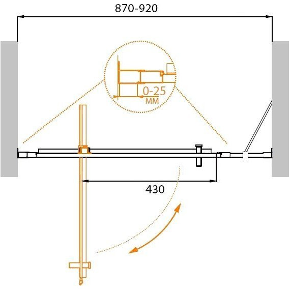 Душевая дверь Cezares 90 см MOLVENO-BA-11-70+20-C-Cr-IV, хром/прозрачное - фото 2