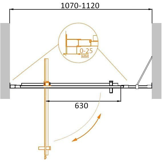 Душевая дверь Cezares 110 см MOLVENO-BA-11-90+20-C-Cr-IV, хром/прозрачное - фото 2