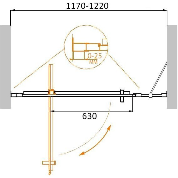 Душевая дверь Cezares 120 см MOLVENO-BA-11-90+30-C-Cr-IV, хром/прозрачное - фото 2