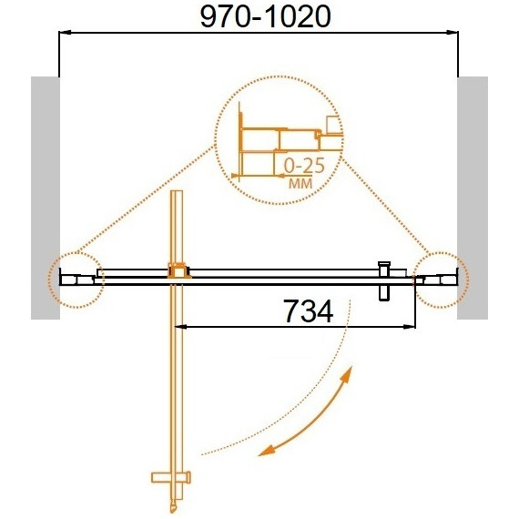 Душевая дверь Cezares 100 см MOLVENO-BA-1-100-C-Cr-IV, хром/прозрачное - фото 3