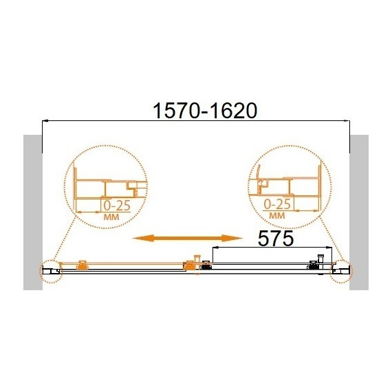 Душевая дверь Cezares 160 см MOLVENO-BF-1-160-C-Cr-IV, хром/прозрачное - фото 2
