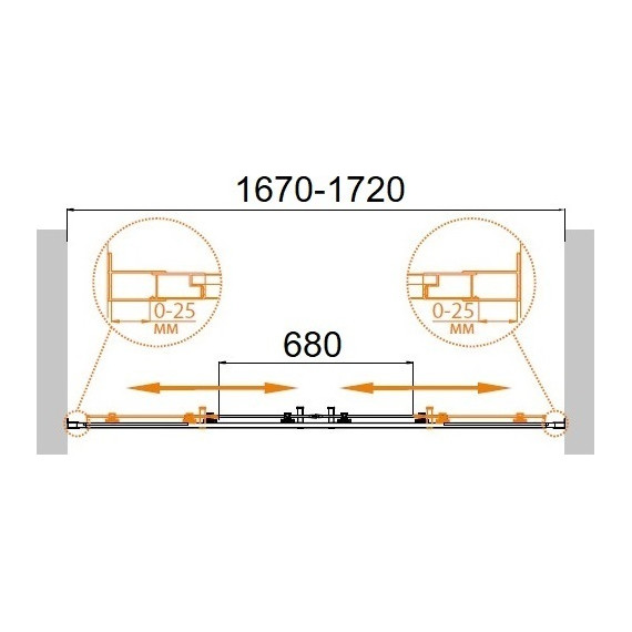 Душевая дверь Cezares 70 см MOLVENO-BF-2-170-P-Cr, хром/матовое - фото 6