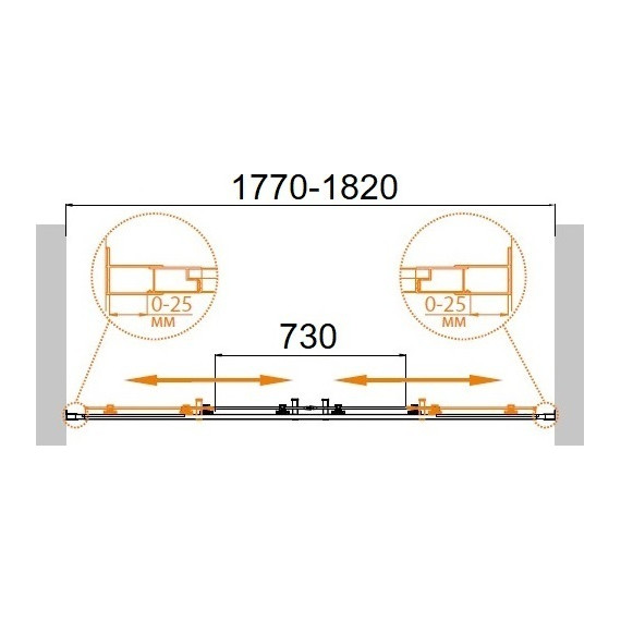 Душевая дверь Cezares 80 см MOLVENO-BF-2-180-C-Cr-IV, хром/прозрачное - фото 3