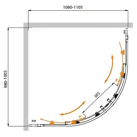 Душевое ограждение Cezares 110х100 см MOLVENO-RH-22-110/100-C-Cr-IV, хром/прозрачное - фото 4