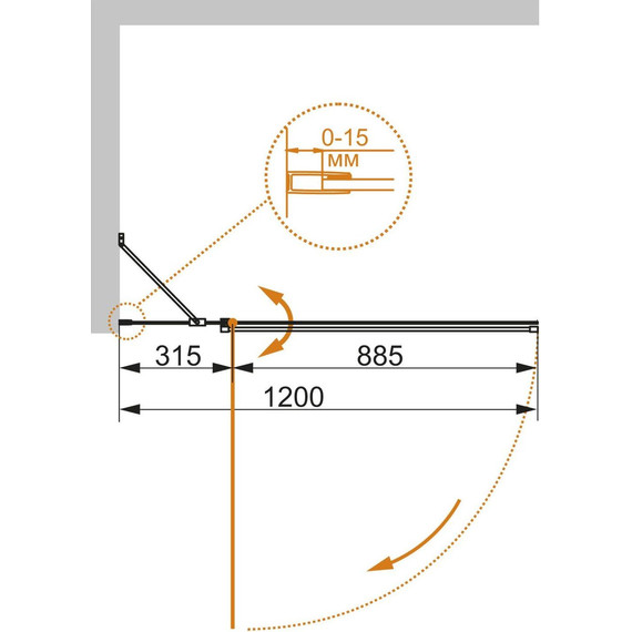 Шторка для ванны Cezares Eco V-11 120 см L, хром/матовое - фото 5