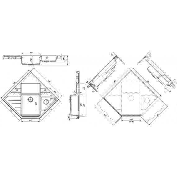 Кухонная мойка Florentina Бомбей 20.375.J0900.305, грей, Цвет производителя: грей - фото 4