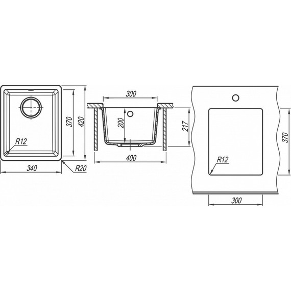Кухонная мойка Florentina Вега 300 22.305.А0300.202, шампань, Цвет производителя: шампань - фото 4