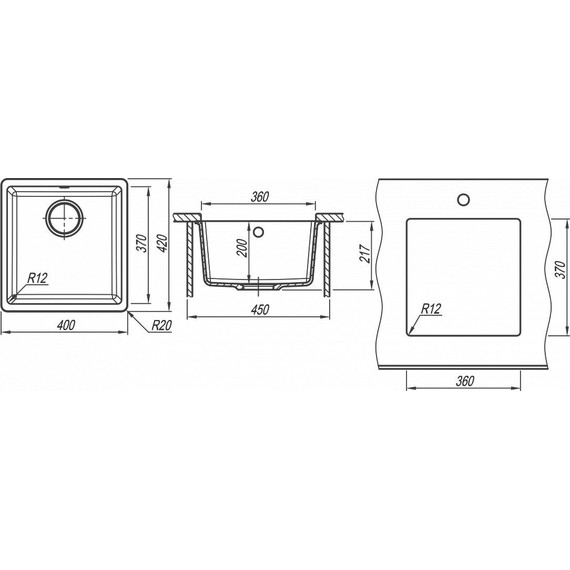 Кухонная мойка Florentina Вега 360 22.310.В0360.305, грей, Цвет производителя: грей - фото 5