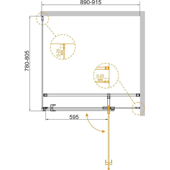 Душевое ограждение Cezares 90х80 см VALVOLA-AH-1-90/80-C-Cr (стекло 8 мм) хром/прозрачное - фото 2