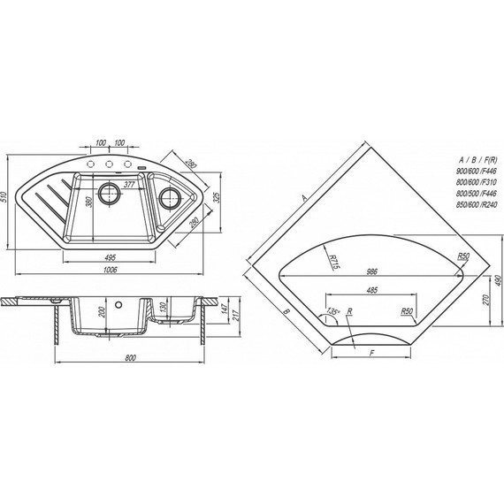 Кухонная мойка Florentina Веста 20.285.Е1005.105, коричневый, Цвет производителя: коричневый - фото 4