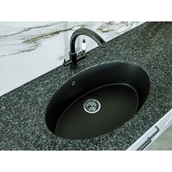 Кухонная мойка Florentina Вега овал 22.430.E0650.302, антрацит, Цвет производителя: чёрный - фото, картинка 2 Кухонная мойка Florentina Вега овал 22.430.E0650.302, антрацит, Цвет производителя: чёрный - фото 2
