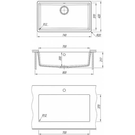 Кухонная мойка Florentina Вега 700 22.435.E0700.302, антрацит, Цвет производителя: чёрный - фото, картинка 4 Кухонная мойка Florentina Вега 700 22.435.E0700.302, антрацит, Цвет производителя: чёрный - фото 4