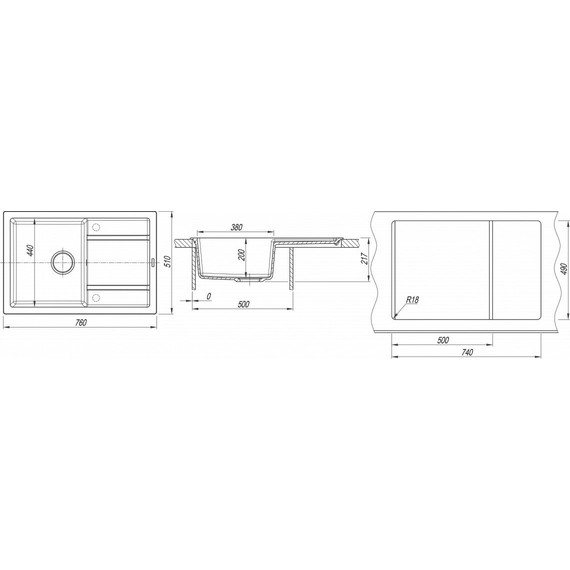 Кухонная мойка Florentina Липси 760 20.160.D0760.201, жасмин, Цвет производителя: жасмин - фото 5