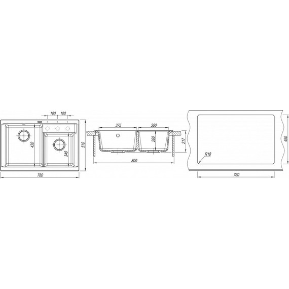 Кухонная мойка Florentina Касси 780 20.230.Е0780.305, грей, Цвет производителя: грей - фото 5