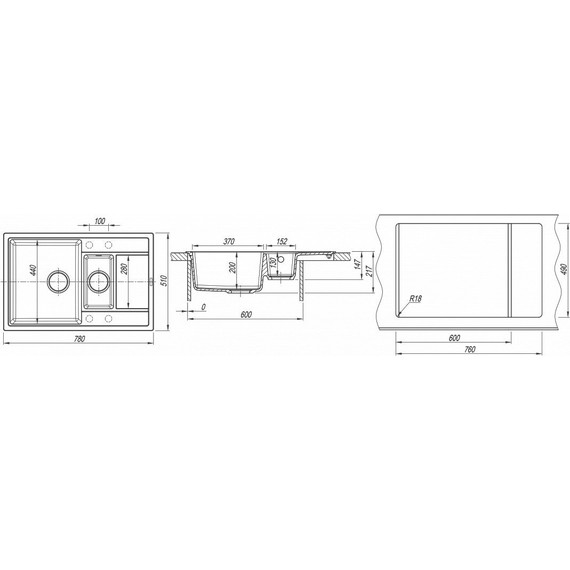 Кухонная мойка Florentina Липси 780K 20.250.D0780.305, грей, Цвет производителя: грей - фото 4