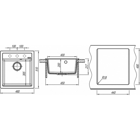 Кухонная мойка Florentina Липси 460 20.280.B0460.305, грей, Цвет производителя: грей - фото 4