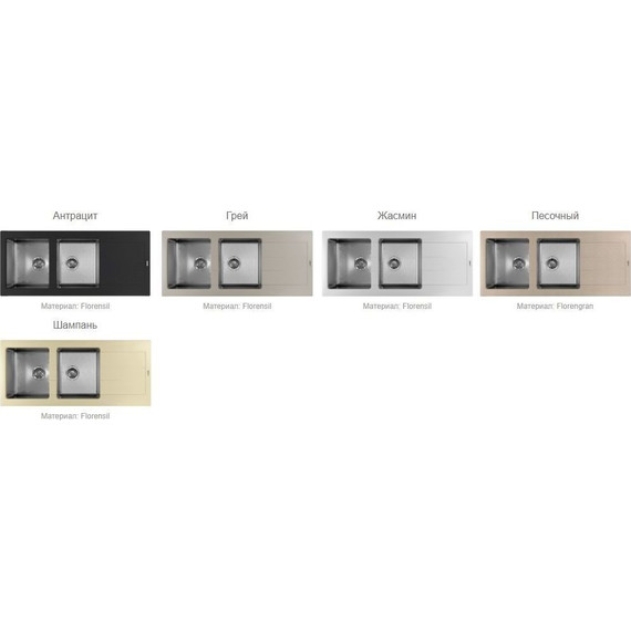 Кухонная мойка Florentina Комби 1160, грей, Цвет производителя: грей - фото 2