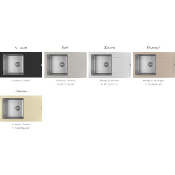 Кухонная мойка Florentina Комби 780 21.395.D0780.201, жасмин, Цвет производителя: жасмин - фото 2