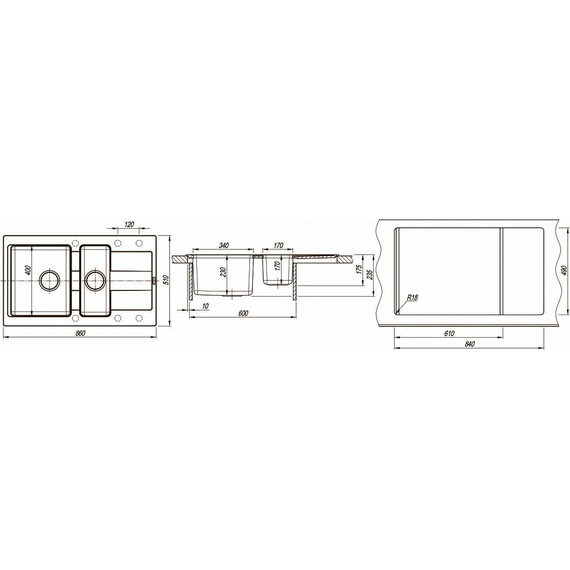 Кухонная мойка Florentina Комби 860K, шампань, Цвет производителя: шампань - фото 5