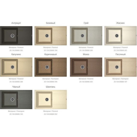 Кухонная мойка Florentina Липси 860 20.130.D0860.305, грей, Цвет производителя: грей - фото 2