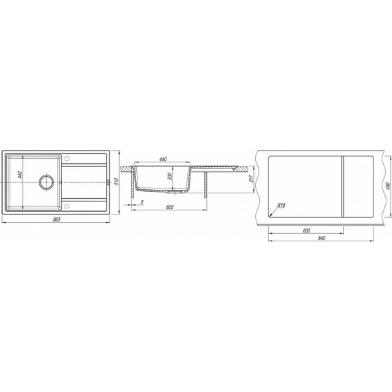 Кухонная мойка Florentina Липси 860 20.130.D0860.102, чёрный - фото 4