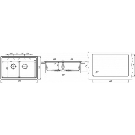 Кухонная мойка Florentina Липси 820 20.370.E0820.102, чёрный - фото 4