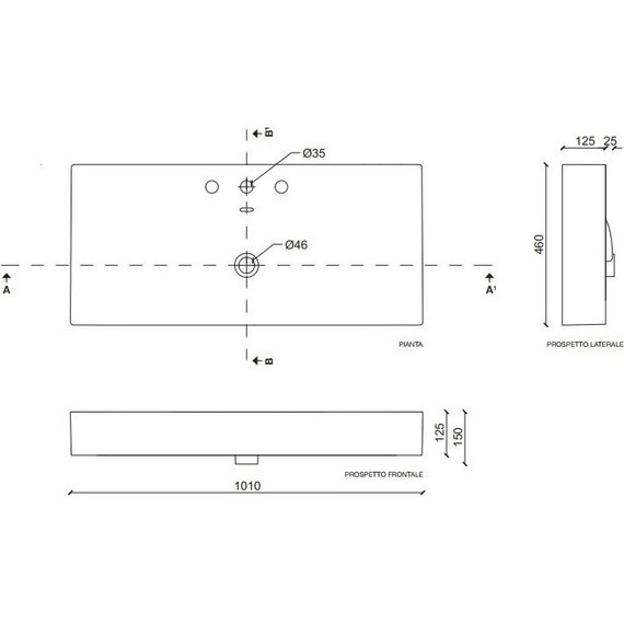 Тумба напольная с раковиной Cezares CADRO-100/46/73-2C-PIA-MET-ST 100 см, черный/белый - фото 5