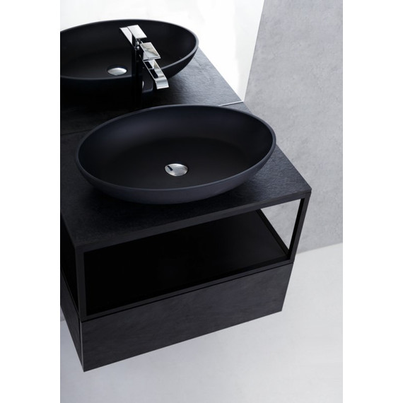 Тумба подвесная со столешницей Cezares CADRO-70/46/30-1C-SO-MET 70 см, черный - фото, картинка 2 Тумба подвесная со столешницей Cezares CADRO-70/46/30-1C-SO-MET 70 см, черный - фото 2