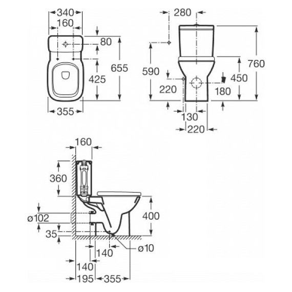 Унитаз-компакт Roca DEBBA 34299700Y - фото 9