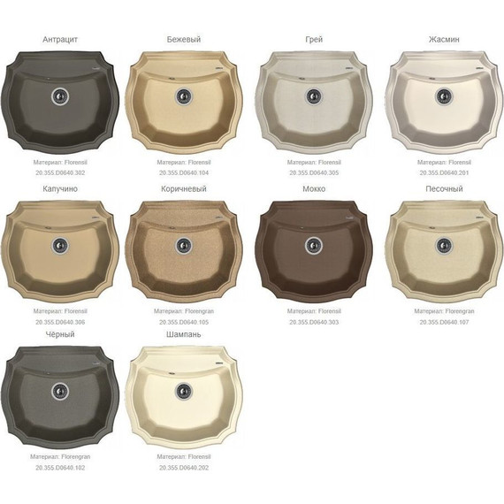 Кухонная мойка Florentina Эмилия 640 20.355.D0640.202, шампань, Цвет производителя: шампань - фото 2