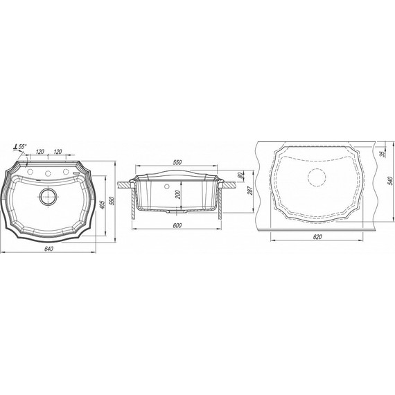 Кухонная мойка Florentina Эмилия 640 20.355.D0640.102, чёрный - фото, картинка 4 Кухонная мойка Florentina Эмилия 640 20.355.D0640.102, чёрный - фото 4