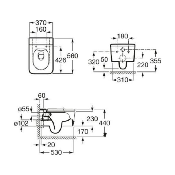 Унитаз подвесной безободковый Roca INSPIRA SQUARE 346537000 - фото, картинка 5 Унитаз подвесной безободковый Roca INSPIRA SQUARE 346537000 - фото 5