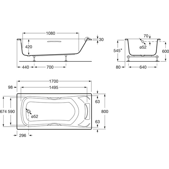 Ванна акриловая Roca BeCool 170х80 см ZRU9302852, Размер - мм: 1700х800 - фото, картинка 7 Ванна акриловая Roca BeCool 170х80 см ZRU9302852, Размер - мм: 1700х800 - фото 7