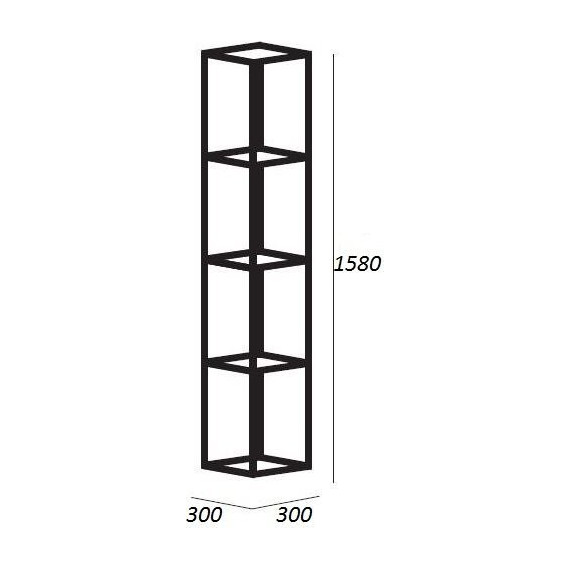 Пенал подвесной открытый Cezares Cadro 30 см CADRO-30/30/160-4C-SO-MET-ST, черный - фото 3