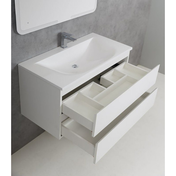 Тумба подвесная с раковиной Cezares MOLVENO-100-2C-SO-BG 100 см, Bianco Ghiaccio - фото 3