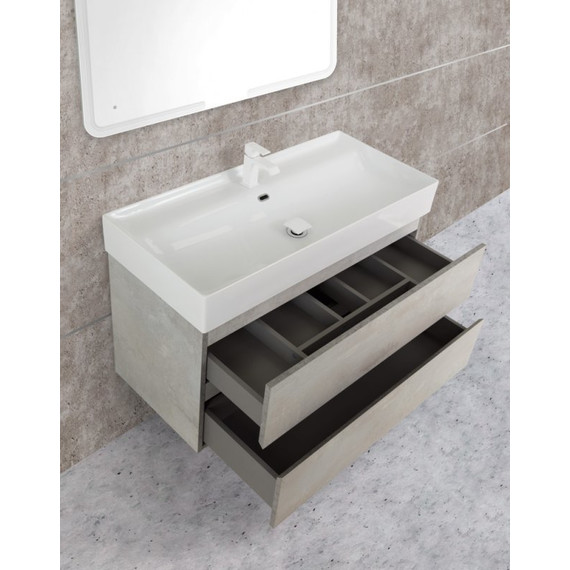 Тумба подвесная с раковиной Cezares Molveno 46-100-2C-SO-BET 100 см, Beton - фото, картинка 3 Тумба подвесная с раковиной Cezares Molveno 46-100-2C-SO-BET 100 см, Beton - фото 3