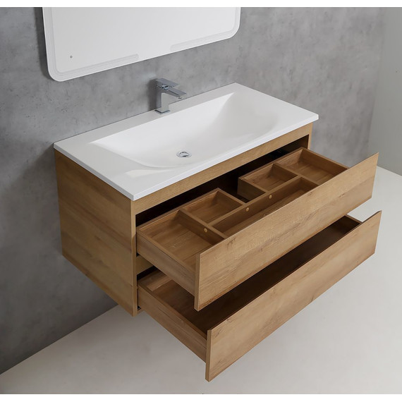 Тумба подвесная с раковиной Cezares MOLVENO-100-2C-SO-RRIV 100 см, Rovere Rivera - фото 4